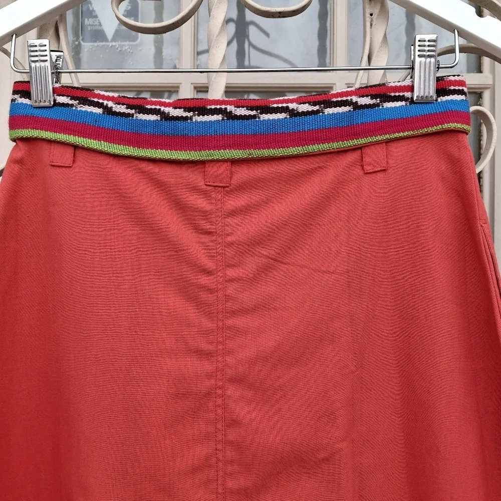 Guatemala Textiles Handwoven Cotton Serape Waist Red Corte Skirt  Size Small